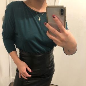 Zara dark emerald green 3/4 sleeve top